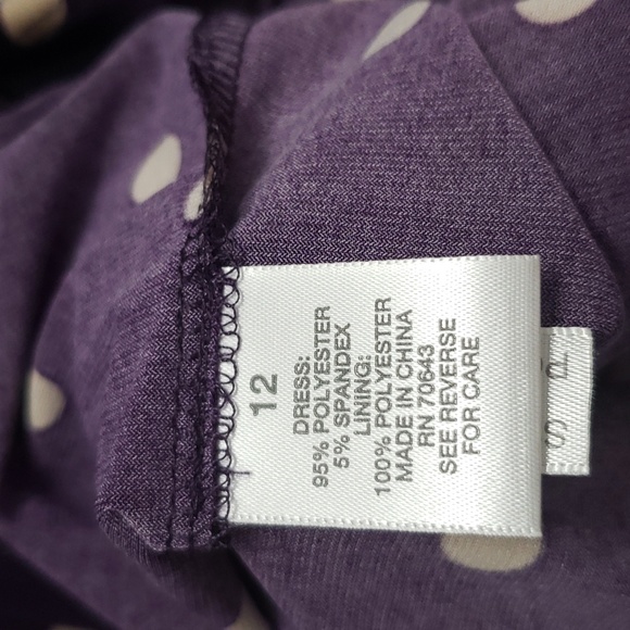 NWT Dressbarn Purple Polka Dot Dress Size 12 - Picture 5 of 9